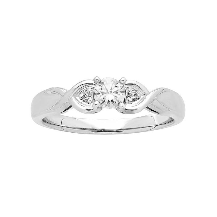 14k White Gold 1/4 Carat T.w. Igl Certified Diamond 3-stone Engagement Ring, Women's, Size: 8