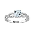 Aquamarine And Diamond Accent Infinity Engagement Ring In 10k White Gold, Women's, Size: 6, Blue