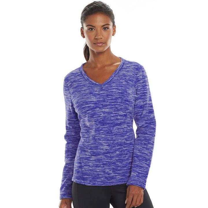 Women's Tek Gear&reg; Microfleece V-neck Sweatshirt, Size: Small, Med Blue