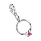 Sterling Silver Cubic Zirconia Ring Charm, Women's, Red
