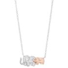 Close At Heart Two Tone Sterling Silver Cubic Zirconia Elephant Necklace, Women's