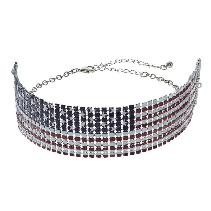 Mudd&reg; American Flag Choker Necklace, Women's, Multicolor