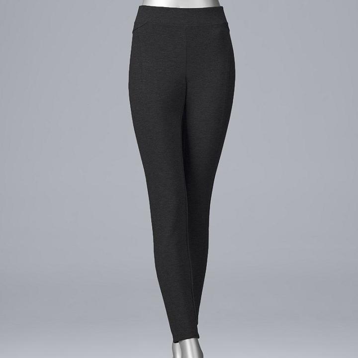 Women's Simply Vera Vera Wang Ponte Skinny Ankle Pants, Size: Xl, Black