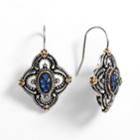 Kate Markus Stainless Steel Two Tone Simulated Blue Spinel Openwork Drop Earrings, Women's, Multicolor