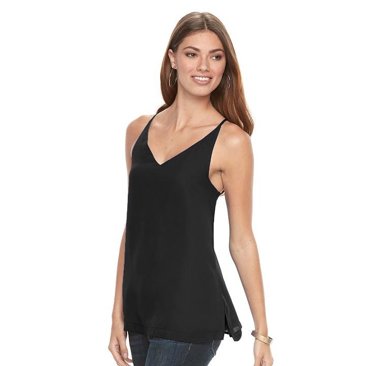 Women's Apt. 9&reg; Slit Camisole, Size: Medium, Black