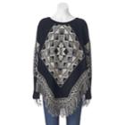Women's Olivia Sky Tribal Fringe Poncho, Size: S/m, Oxford