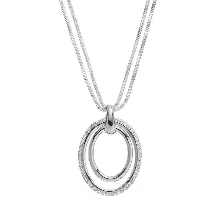Dana Buchman Mesh Oval Pendant Necklace, Women's, Silver