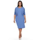 Maya Brooke, Plus Size Lace-trim Sheath Dress & Jacket Set, Women's, Size: 18 W, Med Blue