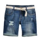 Girls 7-16 & Plus Size Mudd&reg; Belted Denim Bermuda Shorts, Size: 7, Blue