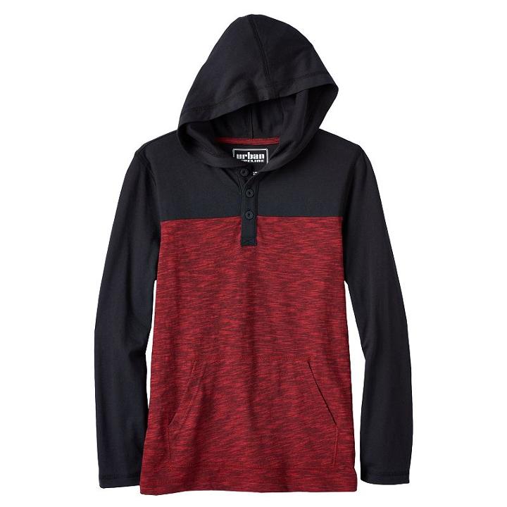 Boys 8-20 Urban Pipeline&reg; Football Henley Hoodie, Boy's, Size: Xl, Med Red