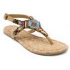 Sugar Trissie Women's Slingback Sandals, Girl's, Size: Medium (8), Beig/green (beig/khaki)