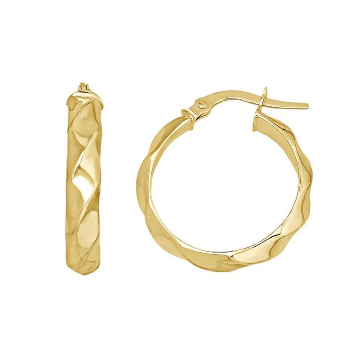 14k Gold Textured Hoop Earrings, Women's