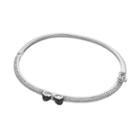Sophie Miller Sterling Silver Black & White Cubic Zirconia Bow Bangle Bracelet, Women's, Multicolor