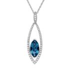 David Tutera Sterling Silver Simulated Blue Topaz & Cubic Zirconia Marquise Pendant, Women's, Size: 18