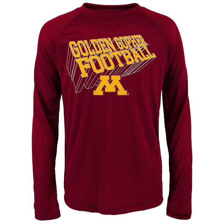 Boys 8-20 Minnesota Golden Gophers Dimensional Long-sleeve Performance Tee, Boy's, Size: L(14/16), Dark Red