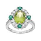 Sterling Silver Simulated Peridot & Cubic Zirconia Ring, Women's, Size: 7, Green
