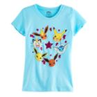 Girls 7-16 Pokemon Pikachu, Eevee, Meowth, Vaporeon, Jolteon & Flareon Graphic Tee, Size: Medium, Med Blue
