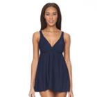 Women's Croft & Barrow&reg; Tummy Slimmer Flyaway Swimdress, Size: 6, Blue (navy)