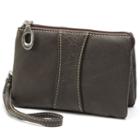 Amerileather Mini Zip Leather Wristlet, Women's, Brown
