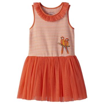 Girls 4-6x Marmellata Classics Sequin Parrot Striped Mesh Dress, Girl's, Size: 4, Drk Orange