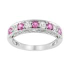 Sterling Silver Lab-created Pink And White Sapphire Stack Ring, Women's, Size: 8