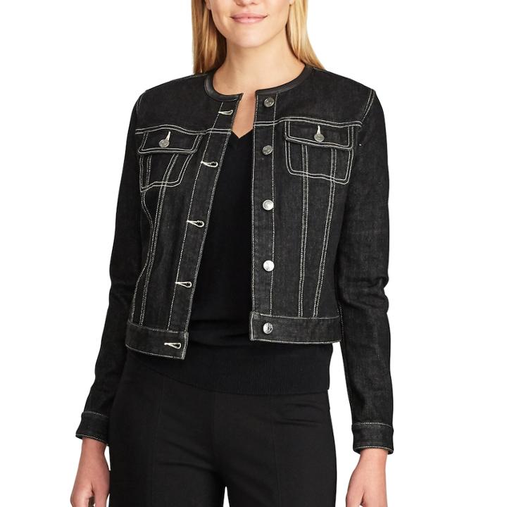 Women's Chaps Jean Jacket, Size: Small, Black