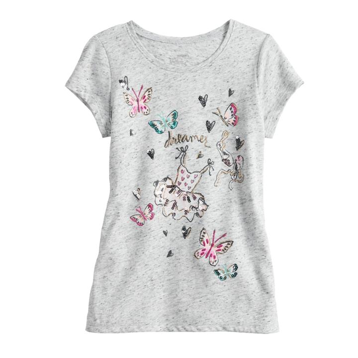 Girls 4-12 Sonoma Goods For Life&reg; Glittery Graphic Tee, Size: 7, White