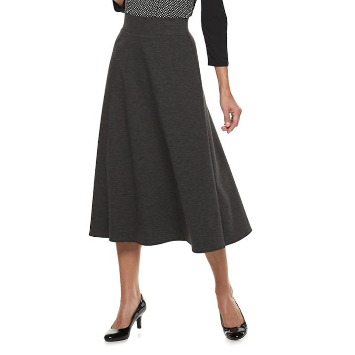 Women's Dana Buchman Pull-on Midi Skirt, Size: Medium, Dark Grey