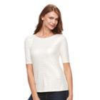 Women's Apt. 9&reg; Essential Striped Boatneck Tee, Size: Medium, White