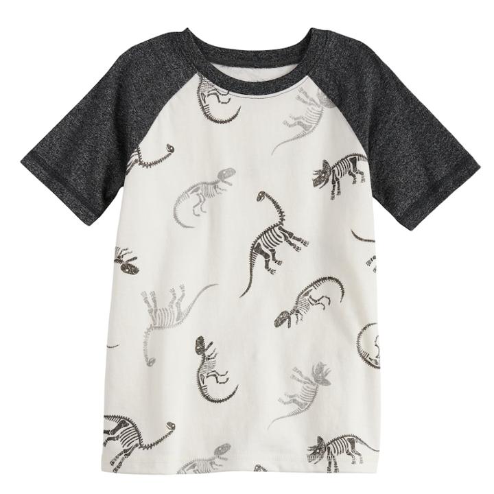 Boys 4-10 Jumping Beans&reg; Dinosaur Skeleton Raglan Tee, Size: 7, White