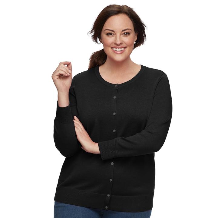 Plus Size Croft & Barrow&reg; Essential Cardigan Sweater, Women's, Size: 4xl, Black