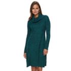 Women's Dana Buchman Mitered Cowlneck Sweater Dress, Size: Large, Grey (charcoal)