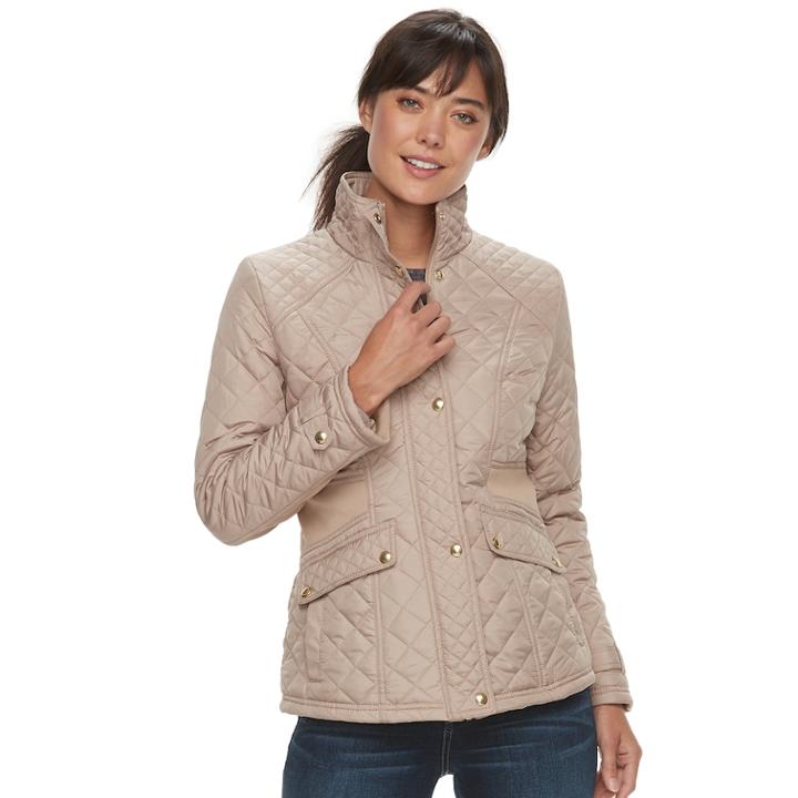 Women's Weathercast Quilted Stretchy Jacket, Size: Large, White
