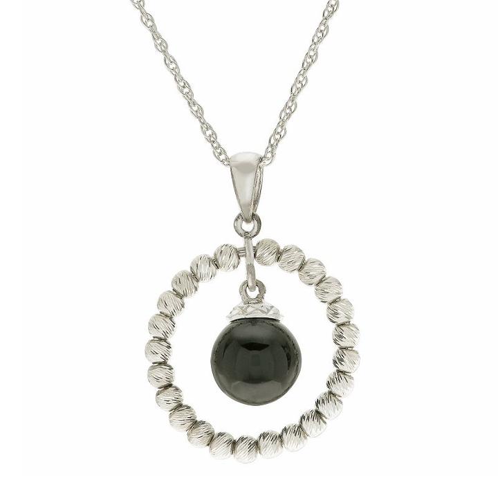 Pearlustre By Imperial Sterling Silver Onyx Circle Pendant, Women's, Size: 18, Black
