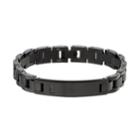 Men's Black Stainless Steel Black Diamond Accent Link Bracelet, Size: 8.5