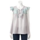Women's Lc Lauren Conrad Lace Up Eyelet Top, Size: Medium, Silver