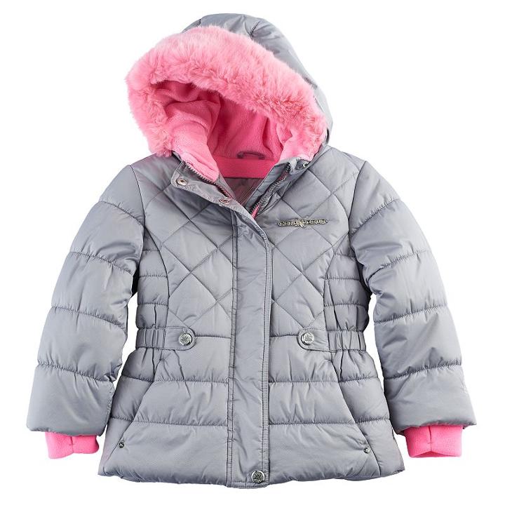 Girls 4-6x Zeroxposur Faux-fur Trim Heavyweight Puffer Jacket, Size: 6-6x, Med Grey