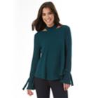Juniors' Iz Byer California Choker Neck Bell Sleeve Top, Teens, Size: Medium, Dark Green