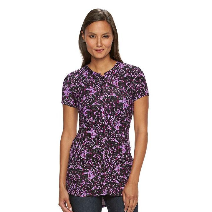 Women's Dana Buchman Button-down Shirt, Size: Large, Dark Pink