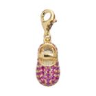 Tfs Jewelry 14k Gold Over Pink Cubic Zirconia Baby Shoe Charm, Women's
