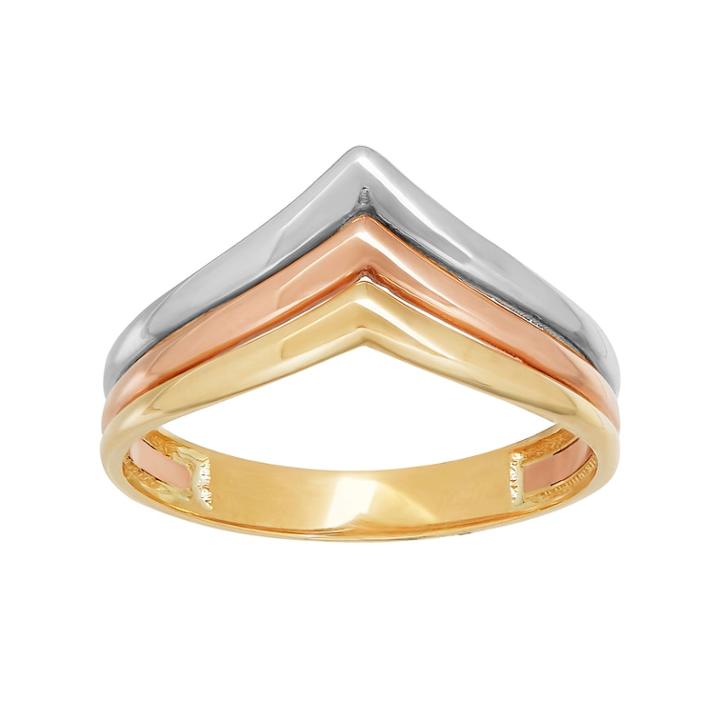 Everlasting Gold Tri-tone 10k Gold Chevron Ring, Women's, Size: 7