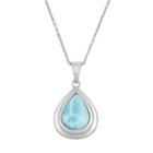 Larimar Sterling Silver Teardrop Halo Pendant Necklace, Women's, Size: 18, Blue