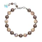 Crystal Avenue Silver-plated Simulated Pearl And Crystal Bracelet - Made With Swarovski Crystals, Women's, Brown