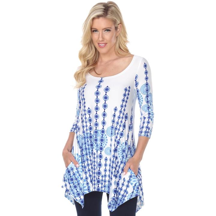 Women's White Mark Scroll Tunic, Size: Medium