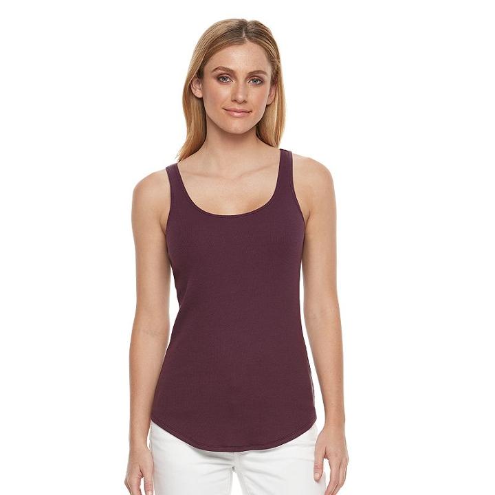 Women's Sonoma Goods For Life&trade; Scoopneck Ribbed Tank, Size: Small, Drk Purple