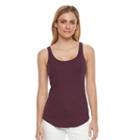 Women's Sonoma Goods For Life&trade; Scoopneck Ribbed Tank, Size: Small, Drk Purple