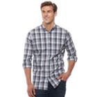 Big & Tall Sonoma Goods For Life&trade; Slim-fit Checked Stretch Poplin Button-down Shirt, Men's, Size: L Tall, Natural