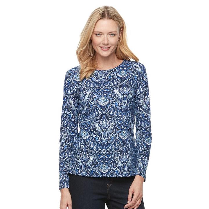 Women's Croft & Barrow&reg; Crewneck Tee, Size: Xl, Blue (navy)