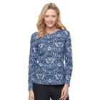 Women's Croft & Barrow&reg; Crewneck Tee, Size: Xl, Blue (navy)