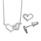 City By City Heart Necklace And Stud Earring Set, Women's, Multicolor